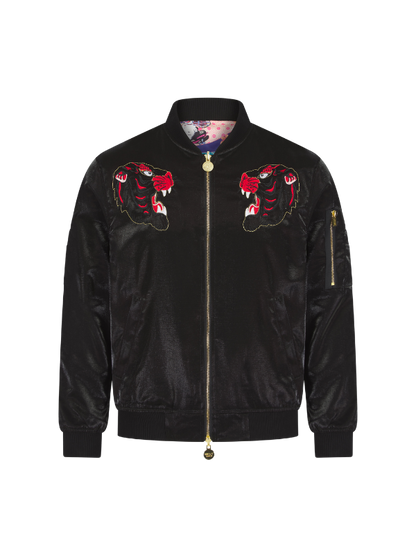 Black Lumiere Tiger Sukajan Reversible Bomber Jacket