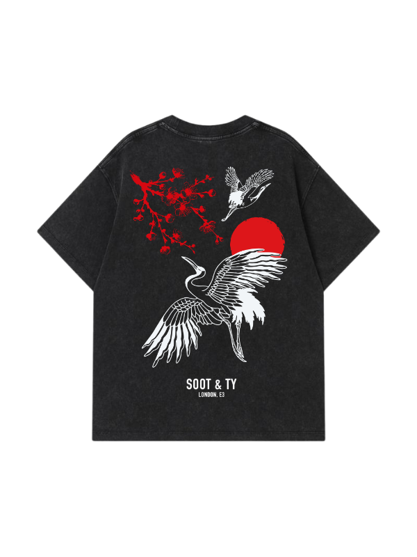 Plum Crane Stonewash Graphic Relaxed Fit T-Shirt