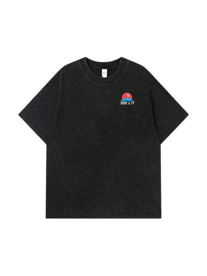 Ribbon Crane Stonewash Graphic Relaxed Fit T-Shirt