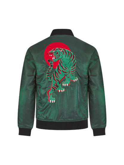Green Reversible Tiger Sukajan Bomber Jacket