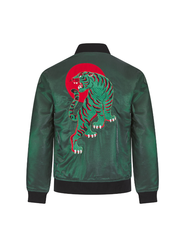 Green Reversible Tiger Sukajan Bomber Jacket