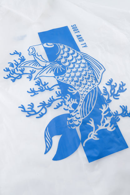 [PRE-ORDER] Re-Usable Travel Raincoat Waterproof Koi Print with Hood