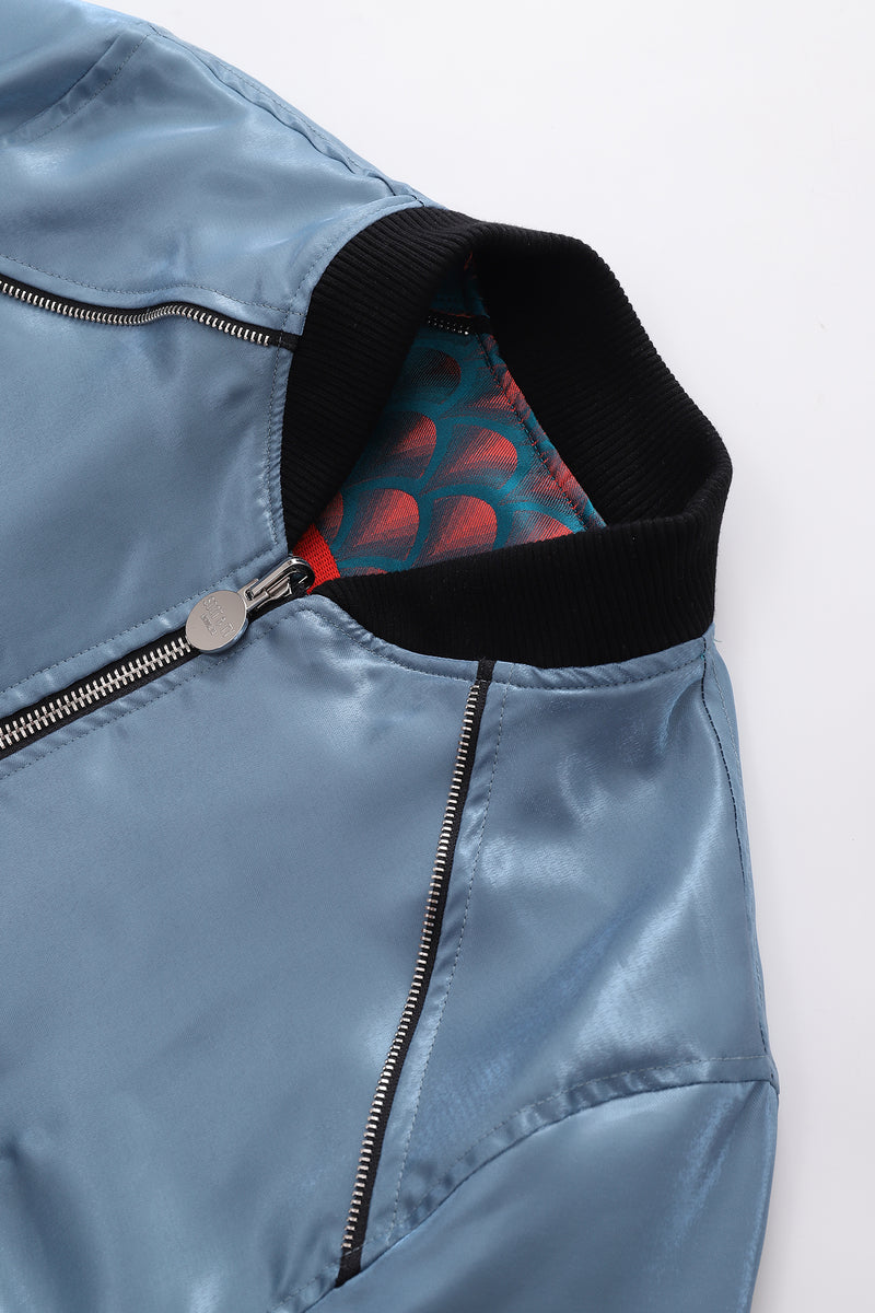 Soot and Ty Reversible Dragon Scale Crop Bomber Jacket