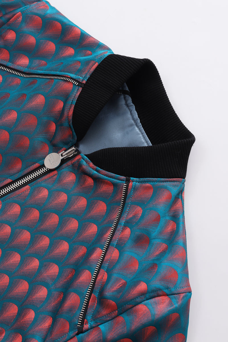 Soot and Ty Reversible Dragon Scale Crop Bomber Jacket