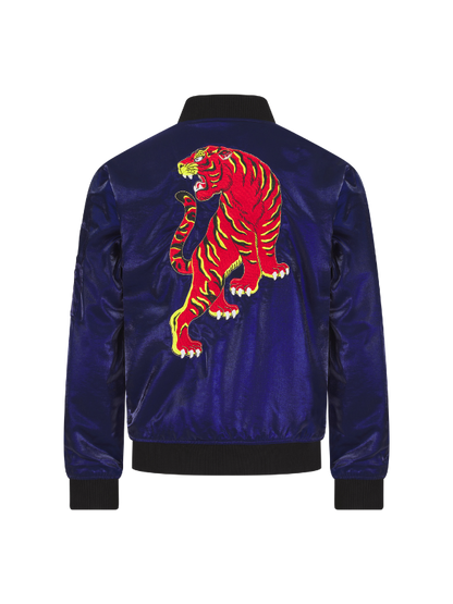 Navy Lumiere Tiger Sukajan Reversible Bomber Jacket
