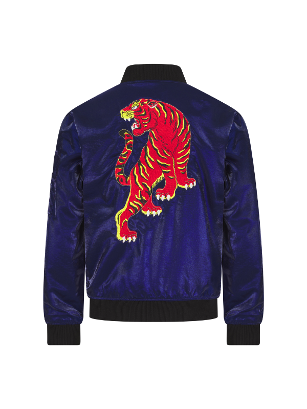 Navy Lumiere Tiger Sukajan Reversible Bomber Jacket