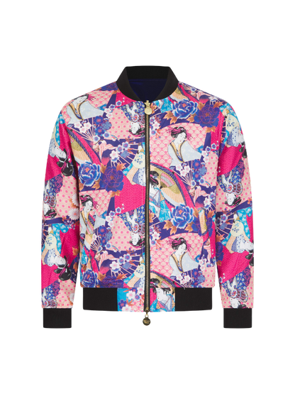 Navy Lumiere Tiger Sukajan Reversible Bomber Jacket