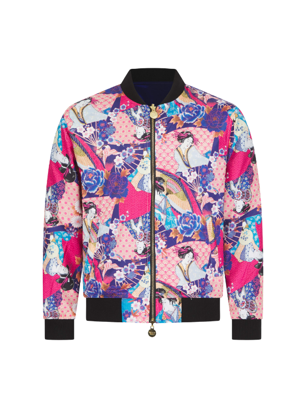 Navy Lumiere Tiger Sukajan Reversible Bomber Jacket