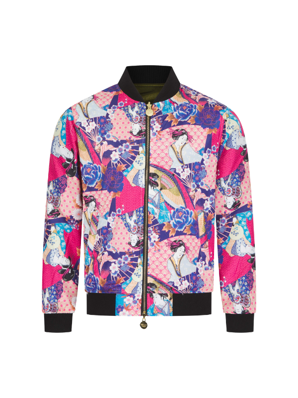 Olive Lumiere Tiger Sukajan Reversible Bomber Jacket