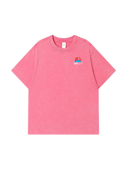 Lucky Cat Stonewash Graphic Relaxed Fit T-Shirt