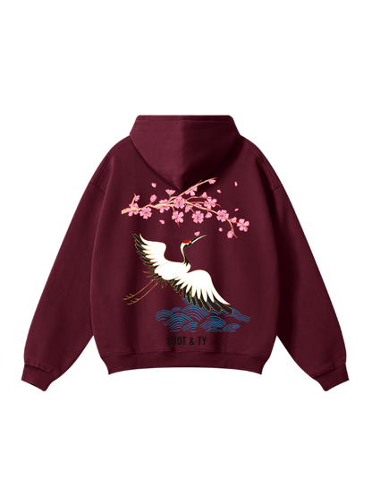 Pretty Crane Reflective Graphic Relaxed Fit Hoodie