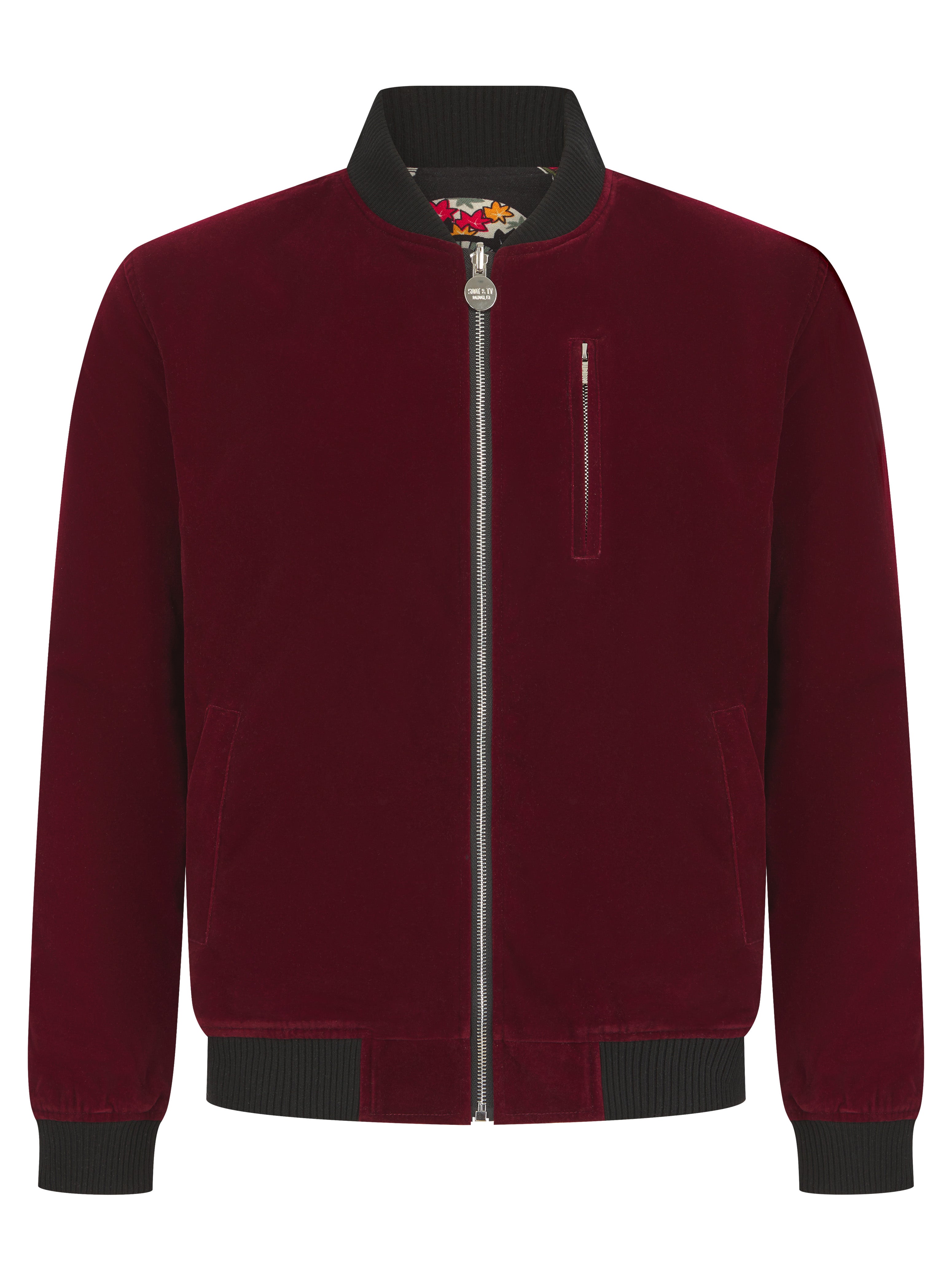 Soot and Ty Red Velvet Bomber Jacket