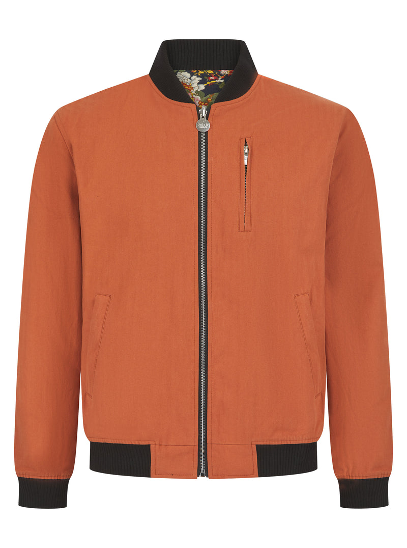 Soot and Ty Reversible Orange Harrington Bomber Jacket