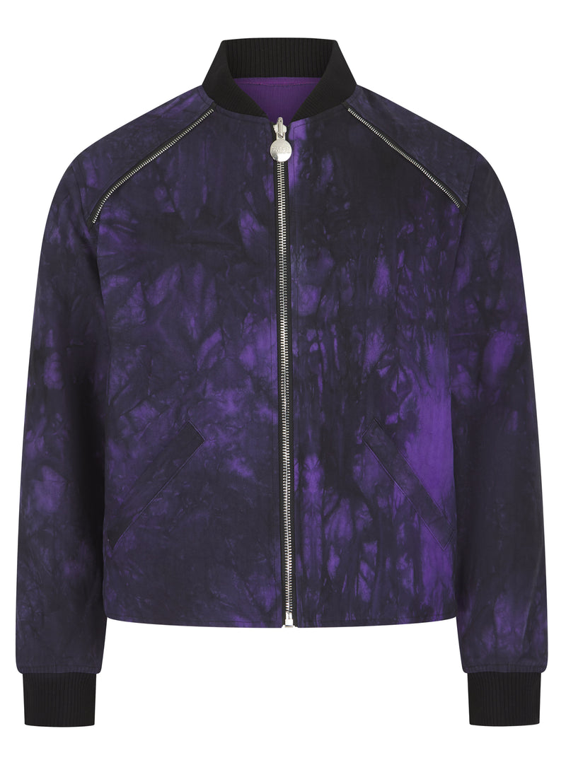 Soot and Ty Reversible Purple/Tie Dye Crop Bomber Jacket