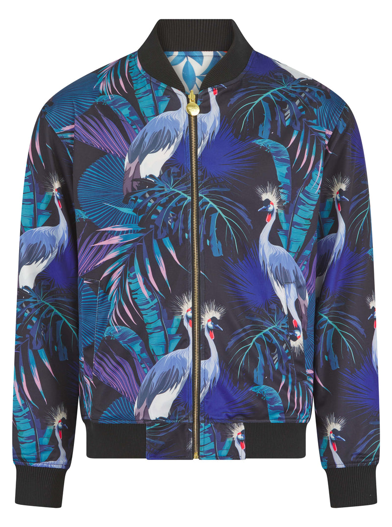 Soot and Ty Reversible Bird of Paradise x Oranges Bomber Jacket