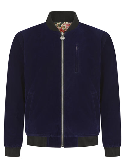 Classic Velvet Navy Reversible Navy Bomber Jacket