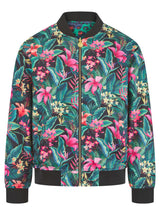Soot and Ty Reversible Black Floral x Funky Leopard Bomber Jacket