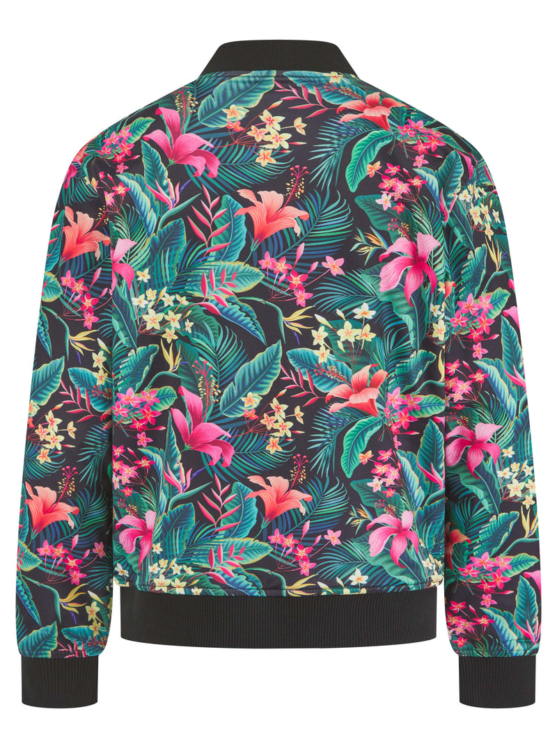 Soot and Ty Reversible Black Floral x Funky Leopard Bomber Jacket