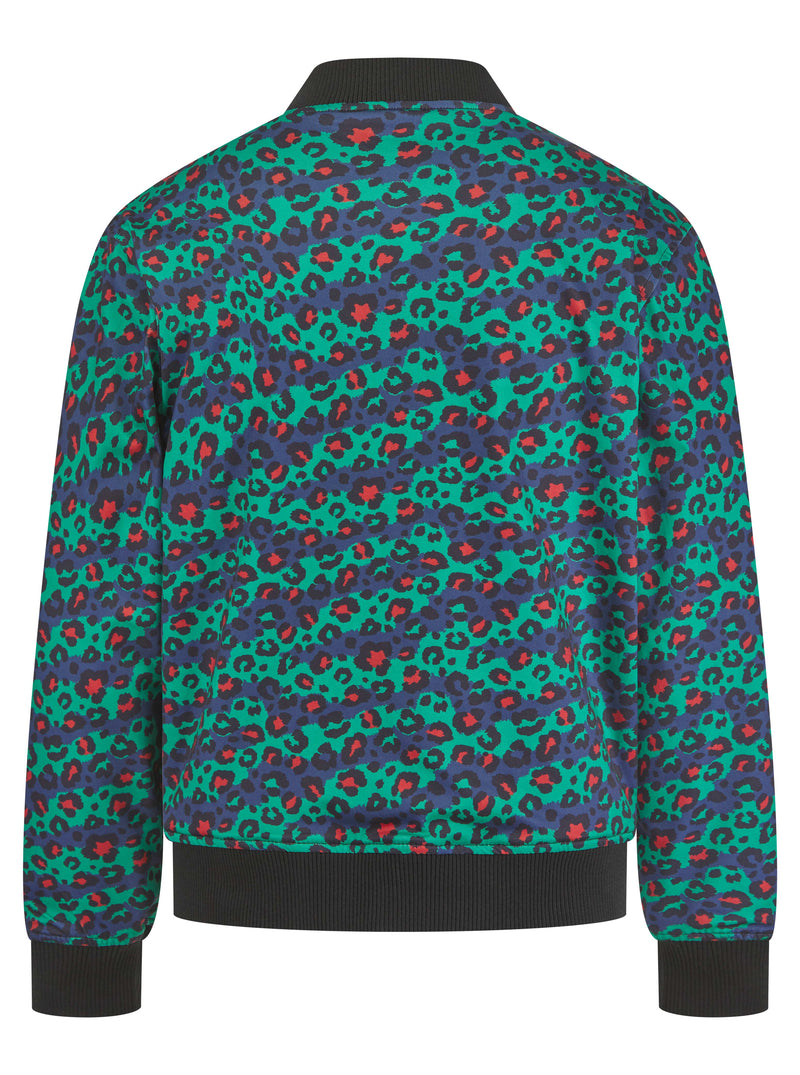 Soot and Ty Reversible Black Floral x Funky Leopard Bomber Jacket