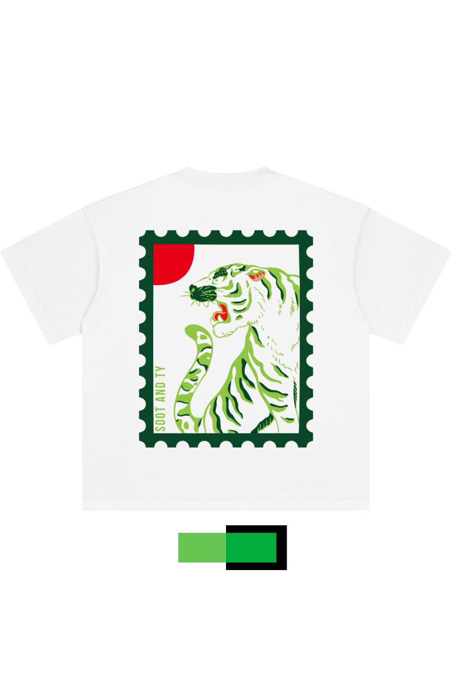 Glow in Dark Tiger Stamp Relaxed Fit T-Shirt White