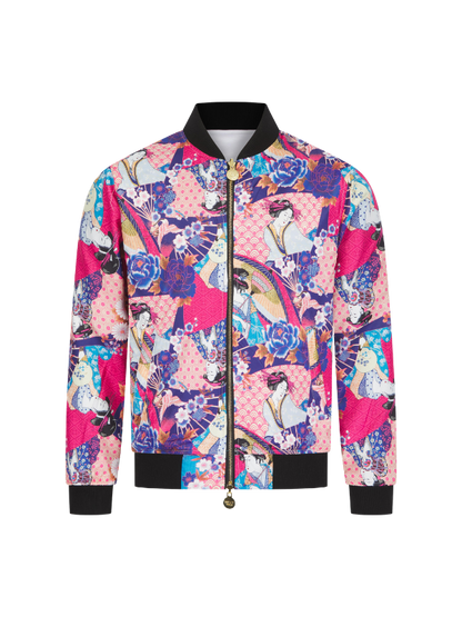 White Lumiere Tiger Sukajan Reversible Bomber Jacket