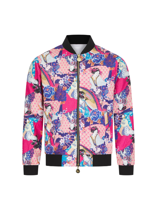 White Lumiere Tiger Sukajan Reversible Bomber Jacket