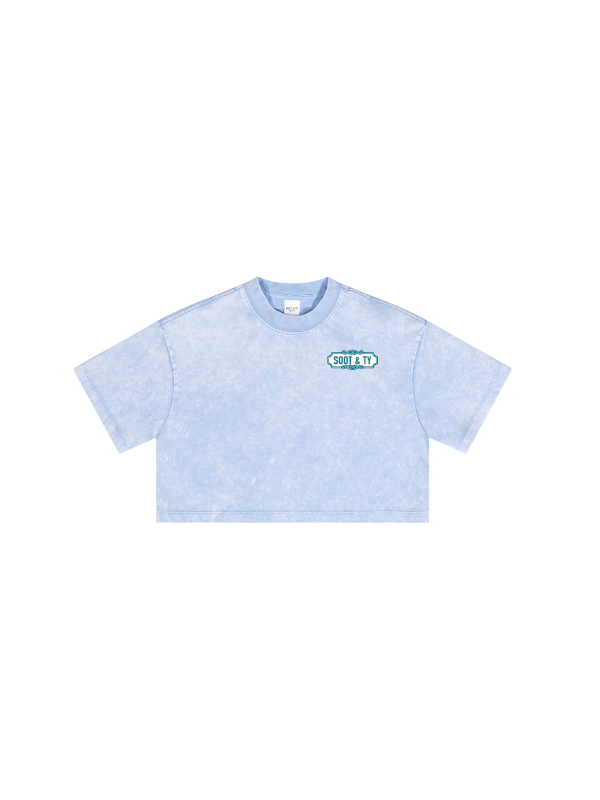 Kids/Petite Flying Cranes Print Crop T-Shirt