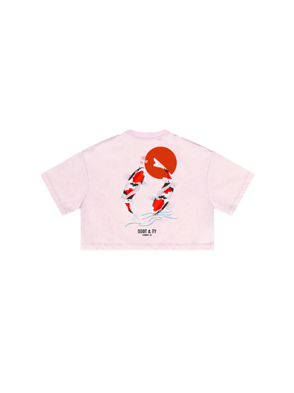 Kids/Petite Koi Print Crop T-Shirt