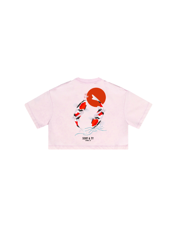 Kids/Petite Koi Print Crop T-Shirt