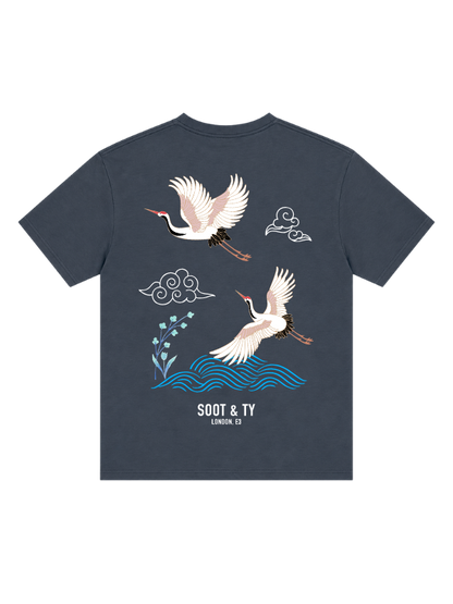 Crane Waves Graphic Relaxed Fit T-Shirt