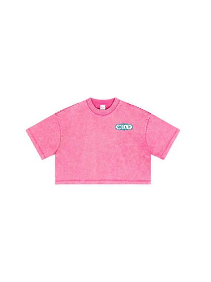 Kids/Petite Dancing Crane Print Crop T-Shirt