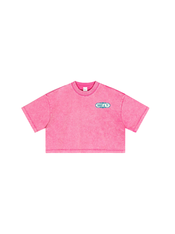 Kids/Petite Dancing Crane Print Crop T-Shirt