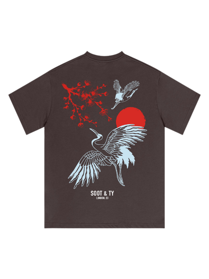 Plum Crane Graphic Relaxed Fit T-Shirt