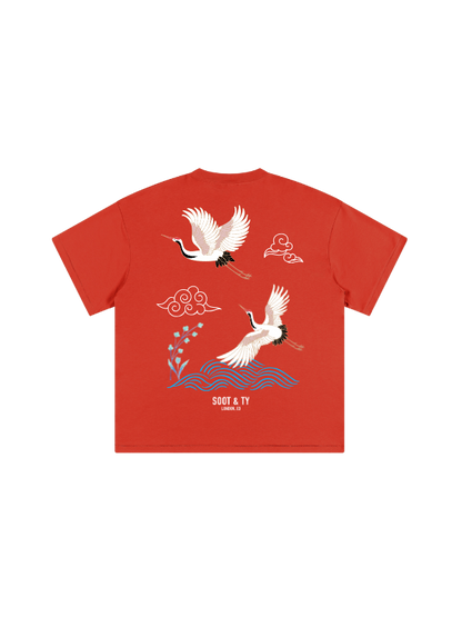 Kids/Petite Crane Wave Print T-Shirt