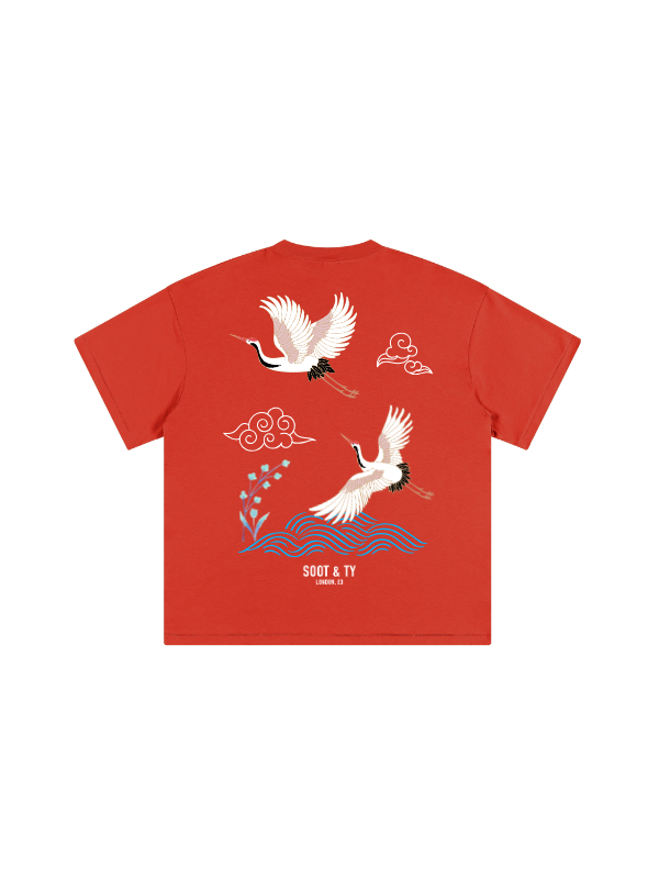 Kids/Petite Crane Wave Print T-Shirt