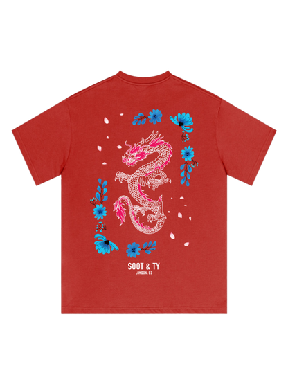 Floral Dragon Graphic Relaxed Fit T-Shirt