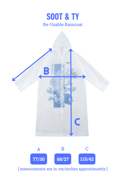 [PRE-ORDER] Re-Usable Travel Raincoat Waterproof Koi Print with Hood