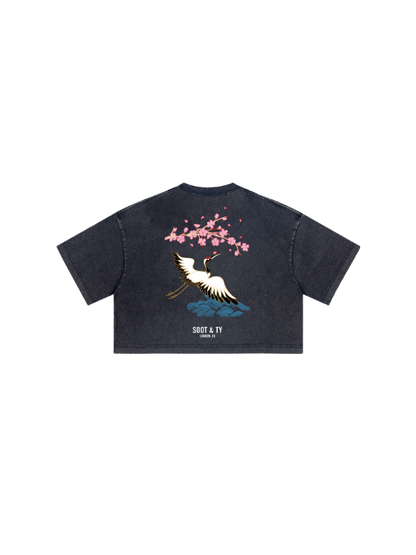 Kids/Petite Pretty Crane Print Crop T-Shirt