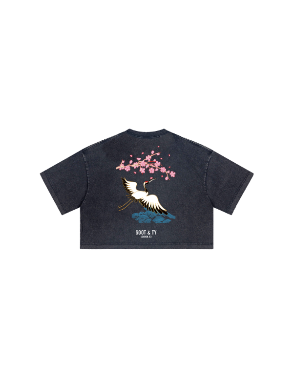 Kids/Petite Pretty Crane Print Crop T-Shirt