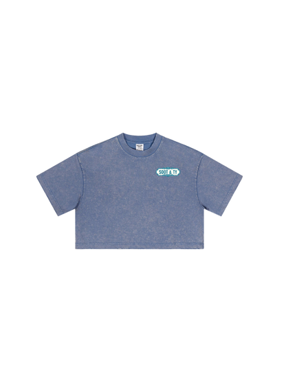 Kids/Petite Ribbons Crane Print Crop T-Shirt