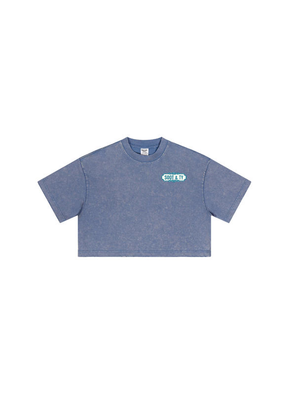 Kids/Petite Ribbons Crane Print Crop T-Shirt