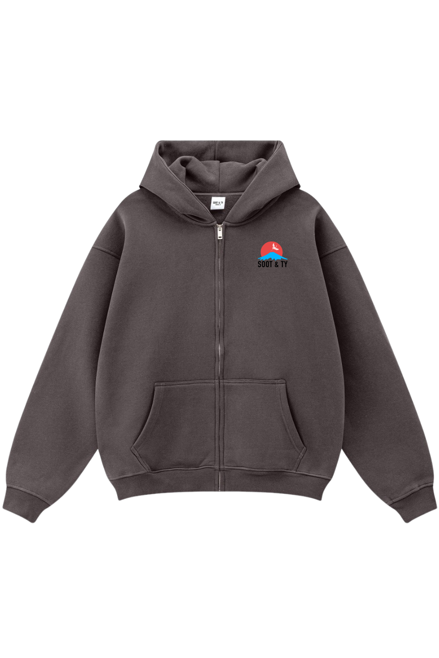  plum brown hoodie with a reflective logo on the chest