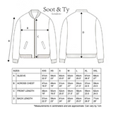 velvet reversible Statement bomber jacket for men and women size chart