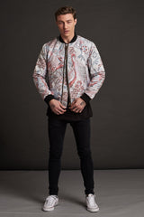 mens japanese stone garden quilted bomber jacket