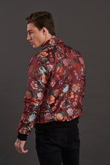mens floral jacquard quilted short jacket