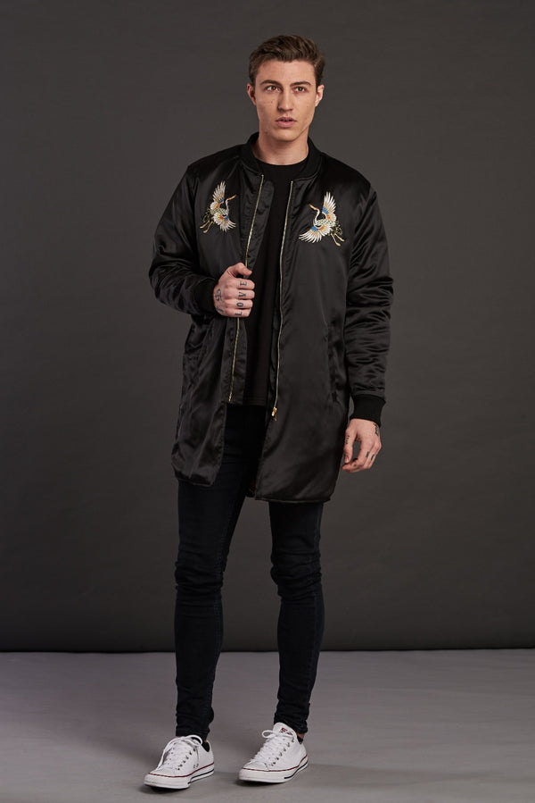 longline crane embroidered bomber jacket for men and women