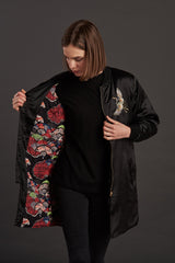 longline crane embroidered bomber jacket for men and women