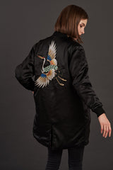 longline crane sukujan  embroidered bomber jacket for men and women
