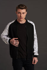 Statement Silver Sequin bomber jacket for men