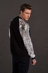 Statement Silver Sequin bomber jacket for men